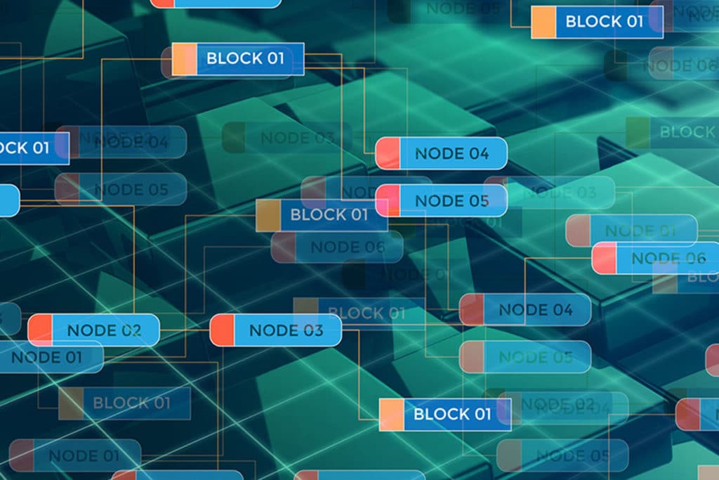 Blockchain Graphic Showing Nodes and Blocks